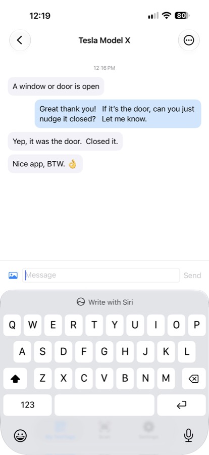 Owner replying to a scanner from the app